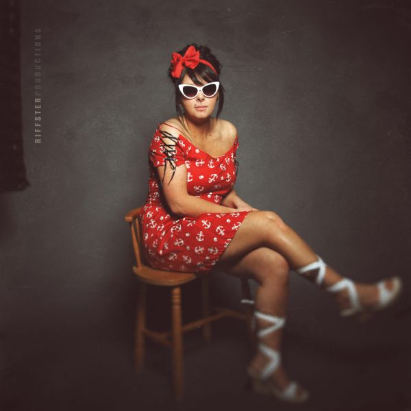 Portrait photography moody girl in photo studio